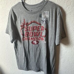 Men’s Large San Francisco 49ers NIKE Gray Super Bowl Champion T-Shirt NEW